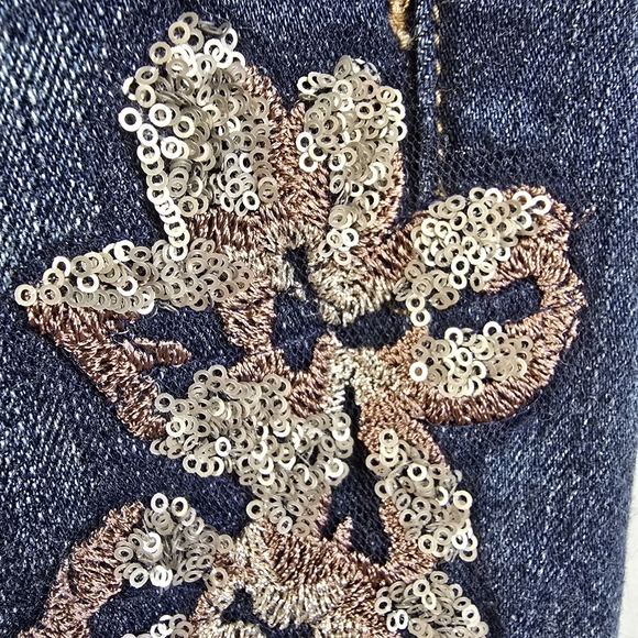 WHBM Sequin Lace Jeans The Slim Size 12S NWT - Picture 6 of 16